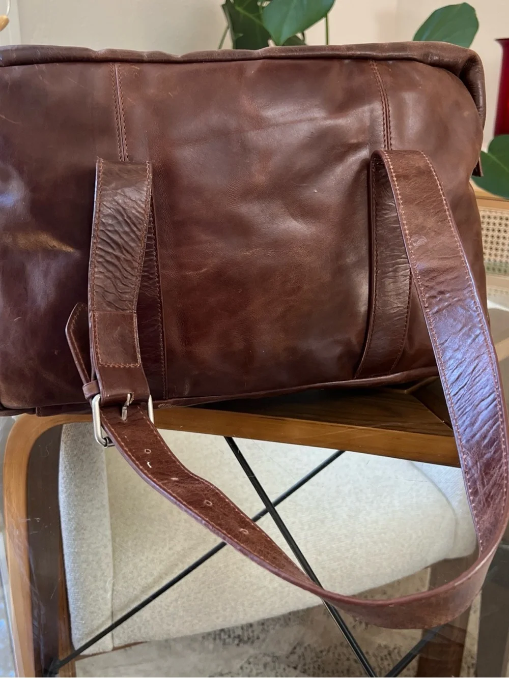 Men's Brown Leather Travel Duffel Bag Latico 11 x 13